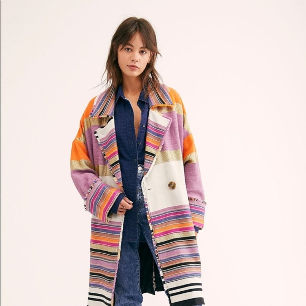 NWT RARE Free People multicolour oversize coat